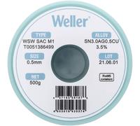 Étain à souder sans plomb Sn3,0Ag0,5Cu 0.5 mm Weller WSW SAC M1 bobine 500 g
