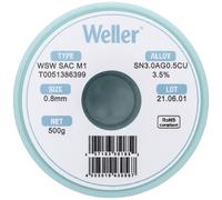 Étain à souder sans plomb Sn3,0Ag0,5Cu 0.8 mm Weller WSW SAC M1 bobine 500 g