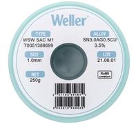 Étain à souder sans plomb Sn3,0Ag0,5Cu 1 mm Weller WSW SAC M1 bobine 250 g