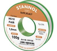 Étain à souder Stannol HS10-Fair Sn99,3Cu0,7 bobine 100 g 1 mm