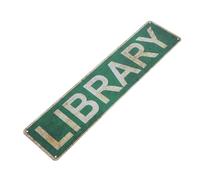 Étain Plaque Murale Rétro Bibliothèque Vintage, Décor Vert | Plaque Suspendue 1 Pièce, Finition Rustique aux Couleurs , pour Murs, Clôtures, Jardin et Porte D'entrée
