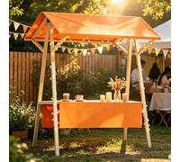 Étal de Marché Chariot de Restauration Pliable avec Auvent Uni pour les Festivals, les Foires de Rue, les Fêtes et les Petites Entreprises(Orange,120cm)