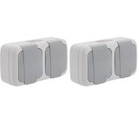 Étanche Double Prise 2P+T gris (Lot de 2)