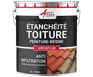 Étanchéité Toiture, Peinture Résine d'Étanchéité - ARCAFILM 10 L Brun | Résine d'Étanchéité Souple, Toitures en Pente, Terrasses, Tuile, Béton, Zinc, Bois, Résiste aux Uv - Arcane Industries