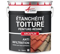 Étanchéité Toiture, Peinture Résine d'Étanchéité - ARCAFILM 10 L Gris | Résine d'Étanchéité Souple, Toitures en Pente, Terrasses, Tuile, Béton, Zinc, Bois, Résiste aux Uv - Arcane Industries