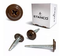ETANCO GM-B Lot de 250 vis autoperceuses 4,2 x 13 mm RAL 8011 Marron noyer - Vis autoperceuses pour métal et acier, vis pour toit et façade (4,2 x 16 mm)