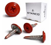 ETANCO GM-B Lot de 250 vis autoperceuses pour toit en acier RAL 3020 Rouge signalisation 4,2 x 13 mm - Vis à tôle avec rondelle d'étanchéité - Pour métal, toit et façade - 4,2 x 19 mm