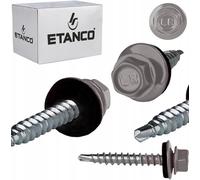 ETANCO GT02 Lot de 100 vis à tôle trapézoïdale, 4,8 x 100 mm, RAL 9007 en aluminium gris, auto-perceuses, avec joint EPDM, en acier galvanisé, hexagonales, pour tôle métallique sur bois
