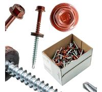 ETANCO GT02 Lot de 100 vis à tôle trapézoïdale, 4,8 x 60 mm, RAL 8012 brun rougeâtre, auto-perceuses avec joint EPDM, en acier galvanisé hexagonal, pour tôle métallique sur bois