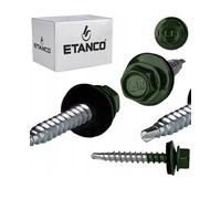 ETANCO GT02 Lot de 250 vis à tôle trapézoïdale 4,8 x 35 mm RAL 6020 vert oxyde de chrome autoperceuses avec joint EPDM en acier galvanisé hexagonal pour tôle métallique sur bois