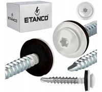 ETANCO GTF P Lot de 250 vis auto-perceuses, 4,8 x 35 mm, pour tôle trapézoïdale et tôle de toit, avec rondelle d'étanchéité EPDM, entraînement TX, blanc pur RAL 9010