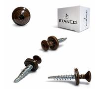 ETANCO GTF P Lot de 250 vis autoperceuses, 4,8 x 20 mm, pour tôle trapézoïdale et tôle de toit, avec rondelle d'étanchéité EPDM, entraînement TX, RAL 8014 marron sépia