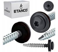 ETANCO GTF P Lot de 250 vis autoperceuses 4,8 x 35 mm pour tôle trapézoïdale et tôle de toit, avec rondelle d'étanchéité EPDM, entraînement TX, RAL 7016 gris anthracite