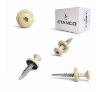 Etanco GTF P Vis autoperceuses 4,8x60 mm pour tôle trapézoïdale & tôle de toiture, autoperceuses, avec rondelle étanche EPDM, embout TX, RAL 1015 Hellefenbein, 100 pièces