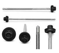 ETANCO GTR 12 SP A19 - 5,5/6,3 x 230 mm - Vis autoperceuses à double filetage pour panneaux sandwich sur acier RAL 9005 - Noir profond - Rondelle d'étanchéité EPDM ETA CE SW8 - Lot de 100