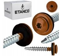 ETANCO Lot de 250 vis autoperceuses pour tôle 4,8 x 35 mm RAL 8004 Rouge brique - TORX TX20, autoperceuses, avec joint EPDM, Panhead, galvanisées et revêtues par pulvérisation (4,8 x 35-250.st)
