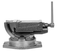 Étau d'angle de précision - Étau de machine 10 cm - Réglable de 0 à 90° - Base pivotante à 360° - Force de serrage de 19 kN - Fonte - Argent