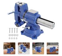 Étau de 100 mm - Étau de table - Base rotative à 360° - Professionnel et multifonctionnel - Étau parallèle - Mâchoires en acier trempé - Bleu