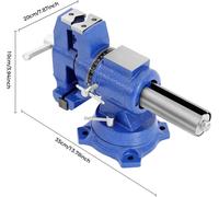 Étau de banc - Étau à vis double robuste - Tête et corps pivotants à 360° - Force de serrage de 30 kN - Bleu foncé