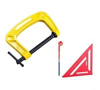 Étau de charpentier professionnel en fer ductile avec poignée antidérapante et cadre renforcé Jaune 21 cm (K)