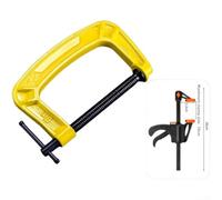 Étau de charpentier professionnel en fer ductile avec poignée antidérapante et cadre renforcé Jaune 21 cm (H)