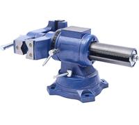 Étau de table - Étau 100 mm - Rotation double axe 360° - Fonte ductile - Mâchoires en acier - Poids 10 kg - Bleu foncé