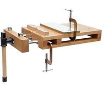 Étau de travail en bois, établi de 47x28 cm, mini-établi portable en bois de hêtre massif, établi avec étau réglable, pinces de serrage et butées, table de travail mobile pour les bricoleurs et les tr