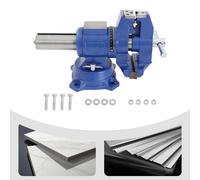 Étau multifonctionnel - Étau de banc robuste - Double articulation - Tête et corps pivotants à 360° - Force de serrage de 30 kN - Bleu foncé