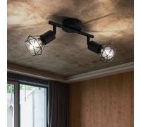 ETC-Shop Lampe Plafond Spot Noir 2 Lumières Réglable Cage Métal IP20 [EEK: Nicht bewertet]