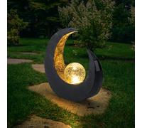 Figure lumineuse solaire croissant boule sculpture terrasse balcon système extérieur plastique, 1xLED LxlxH 29,4x9x30,5 cm