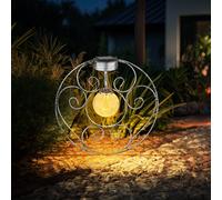 ETC-Shop Lampe Solaire Extérieure Steckleuchte LED IP44 41 cm Argent Globe [EEK: Nicht bewertet]