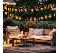 Guirlande lumineuse solaire d'extérieur, lampe solaire LED, lampe de jardin, décoration en forme de lanterne, plastique noir, 20x LED blanc chaud, L 200 cm