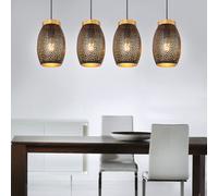 etc-shop Lampe Suspendue Plafonnier Style Oriental 4 Lampes Noir Or L 90 cm