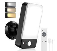 ETDEUH Applique Murale Extérieure avec Détecteur de Mouvement, 12000 mAh Rechargeable USB-C Lampe LED Sans Fil, 422 lm LED Dimmable, 3 Modes, 3000K-6000K, Télécommande, IP65, 1 Pièce