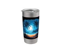Été avec une plage paradis Gobelet isotherme en acier inoxydable double paroi