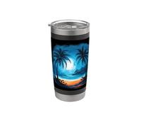 Été avec une plage paradis Gobelet isotherme en acier inoxydable double paroi