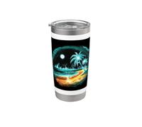 Été avec une plage paradis Gobelet isotherme en acier inoxydable double paroi
