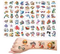 Été Tatouage Ephemere, 10 Feuilles Aquarelle Été Tatouages Temporaires Enfant, Anniversaire Cadeaux pour Enfants, Fournitures de Fête D'enfants, Sachet Surprise Rempli de Cônes