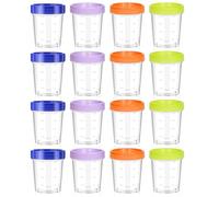 Eteamcan Lot de 16 petites boîtes en plastique avec couvercle - 120 ml - Rondes - Avec couvercle - Petites boîtes pour sauces, salade