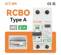 ETEK-Disjoncteur existent Résiduel RCBO Type A 1P + N, avec Protection contre les Fuites de Surintensité 6KA 2P ug N 30mA EKL13