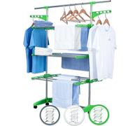 Étendoir à linge Herzberg à 3 niveaux (Vert)