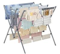 Étendoir à Linge Intérieur et Extérieur, 12 Barres, avec Pinces Chaussettes | Séchoir à Linge Pliable, Tancarville, Acier Inoxydable - Pour Vêtements, Serviettes et Linge Délicat, Gris