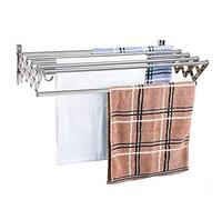 Étendoir à Linge Mural avec Barre de 6 Fils et Porte-Serviettes Extensible (100 cm/39,4 po)