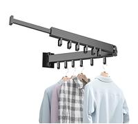Étendoir à Linge Mural Pliable - Un étendoir à Linge rétractable et Peu encombrant, idéal pour Les balcons, Les salles de Bains et Les buanderies - Corde à Linge Noire de Longueur réglable p