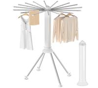 Étendoir à linge pliable en forme de pieuvre avec 16 tiges de séchage réglables et 4 poulies, cintre en aluminium pour la maison, l'extérieur et la chambre à coucher
