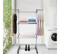 Etendoir à Linge Pliable Séchoir à vêtements Mobile Grand Séchoir à Linge Pliable à 3 Niveaux Peu encombrant Séchoir à Linge Séchoir à vêtements Tower Sèche Linge (Tuyau Gris)