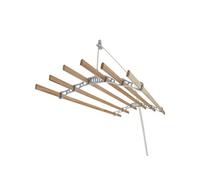 MonsterShop 1,4 m - Séchoir à linge de style victorien à 6 barres en bois, peu encombrant, pour le plafond - Blanc