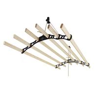 MonsterShop Étendoir à linge suspendu 2,4 m - 6 lattes pin verni - Poulie noire fonte