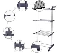 Étendoir à Linge,Tour de séchage Pliable,Niveaux avec Un très Grand Espace,avec Ailes Pliables,Roues rotatives à 360°,Noir