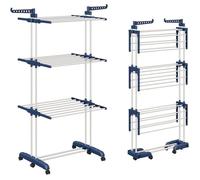 Étendoir À Linge Tour Pliable Avec 6 Ailes Pliables Sur 3 Niveaux,Longueur 66-130Cm,Pieds Pliants Pour Économiser De L'Espac[Ji32]